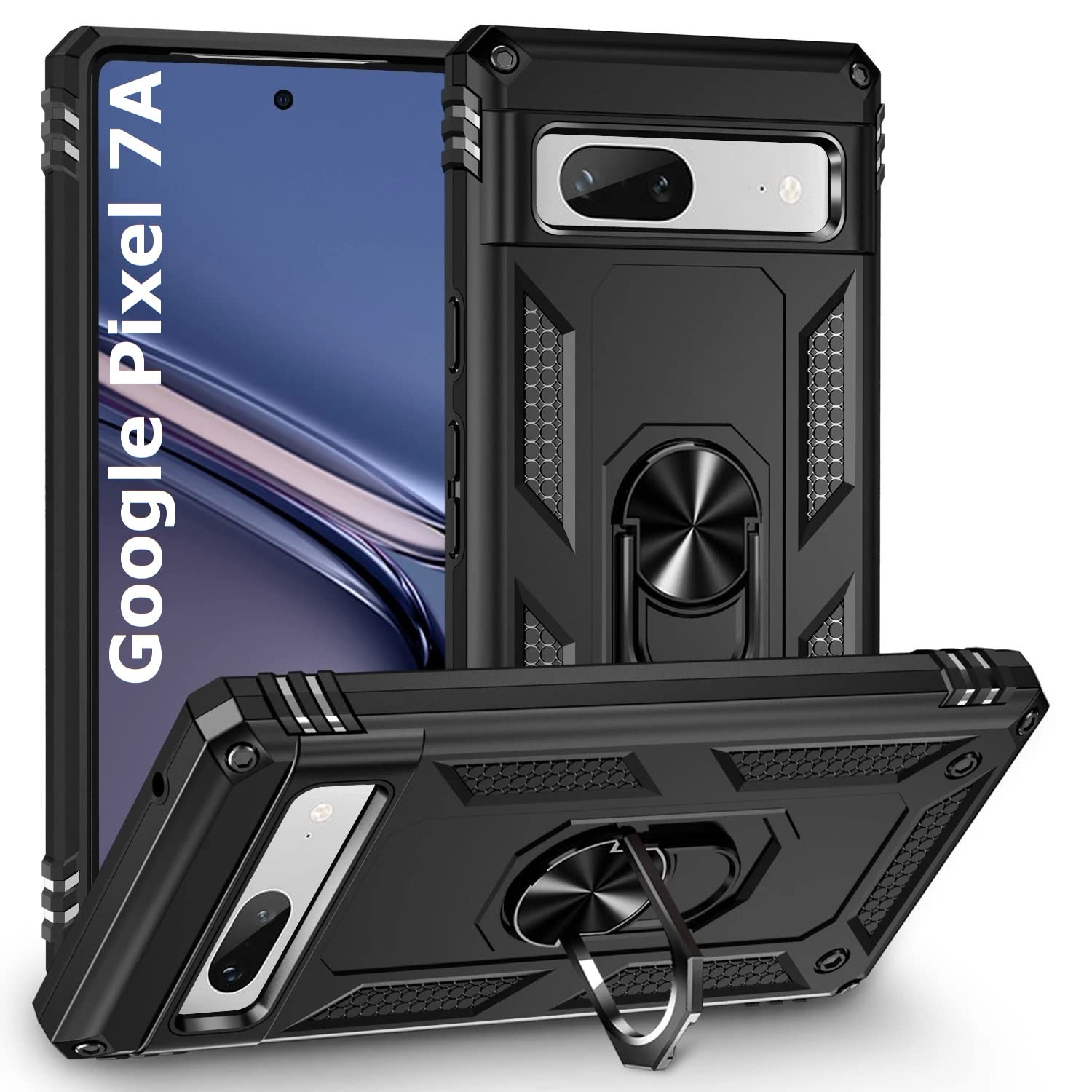 REALCASE Google Pixel 7A Back Cover Case | Heavy Duty Dual Layer Hybrid Shock Proof Armor Defender Ring Case Back Cover for Google Pixel 7A (Black) (B0C4CKHLCV) Amazon Price History, Amazon Price Tracker