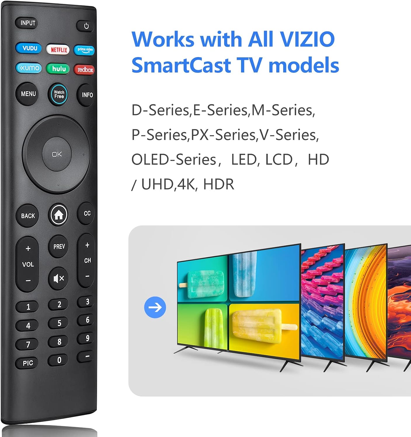 for VIZIO-Smart-TV-Remote,XRT140 for VIZIO All LED LCD HD 4K UHD HDR Smart TVs