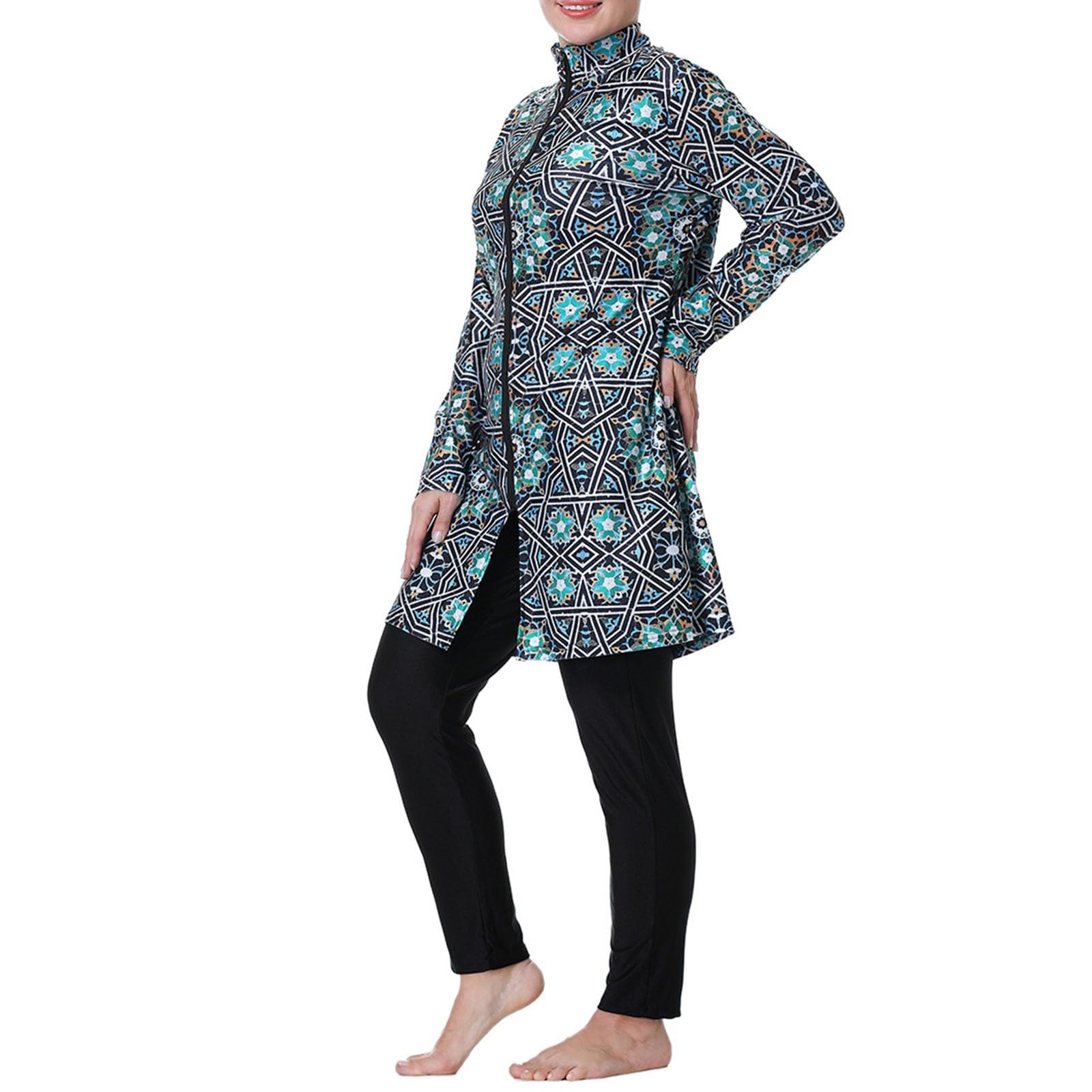 Générique Burkini intégral pour Femme Musulmane, Maillot de Bain Couvrant Ample à Manches Longues avec Capuche et Pantalon, Taille Haute, idéal pour la Natation et la Plage
