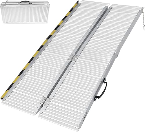 Miniatura 9 de LIEKUMM Rampa portátil para silla de ruedas de 3 pies, rampa plegable de aluminio antideslizante para escalones, puertas y escaleras, capacidad de