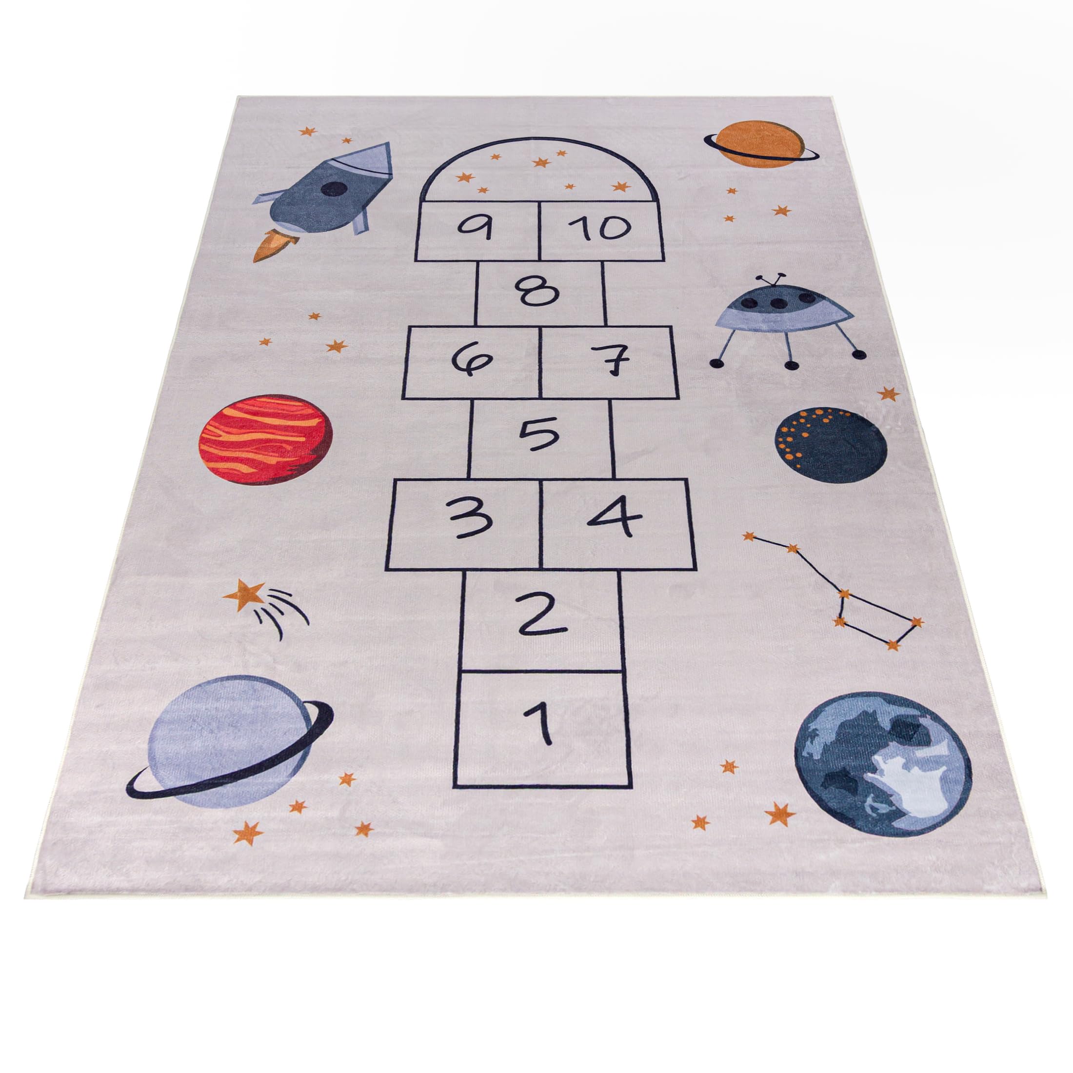 Mazovia Tappeti Beige Infantile Campana,Cosmo - Camera dei bambini - Pile Corto Rettangolo Certificato OEKO-TEX® Colorato - Crema - 160 x 230 cm