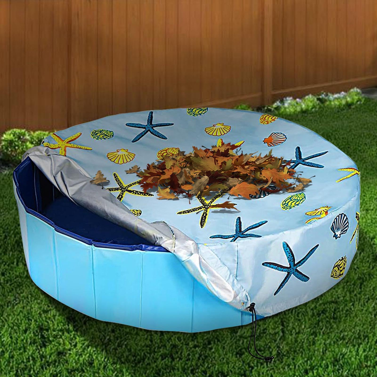 Telone rotondo per piscina protezione UV con cordino di serraggio | Coperchio Pieghevole Per Piscina Gonfiabile Per Esterno Giardino Casa Vacanza Spiaggia