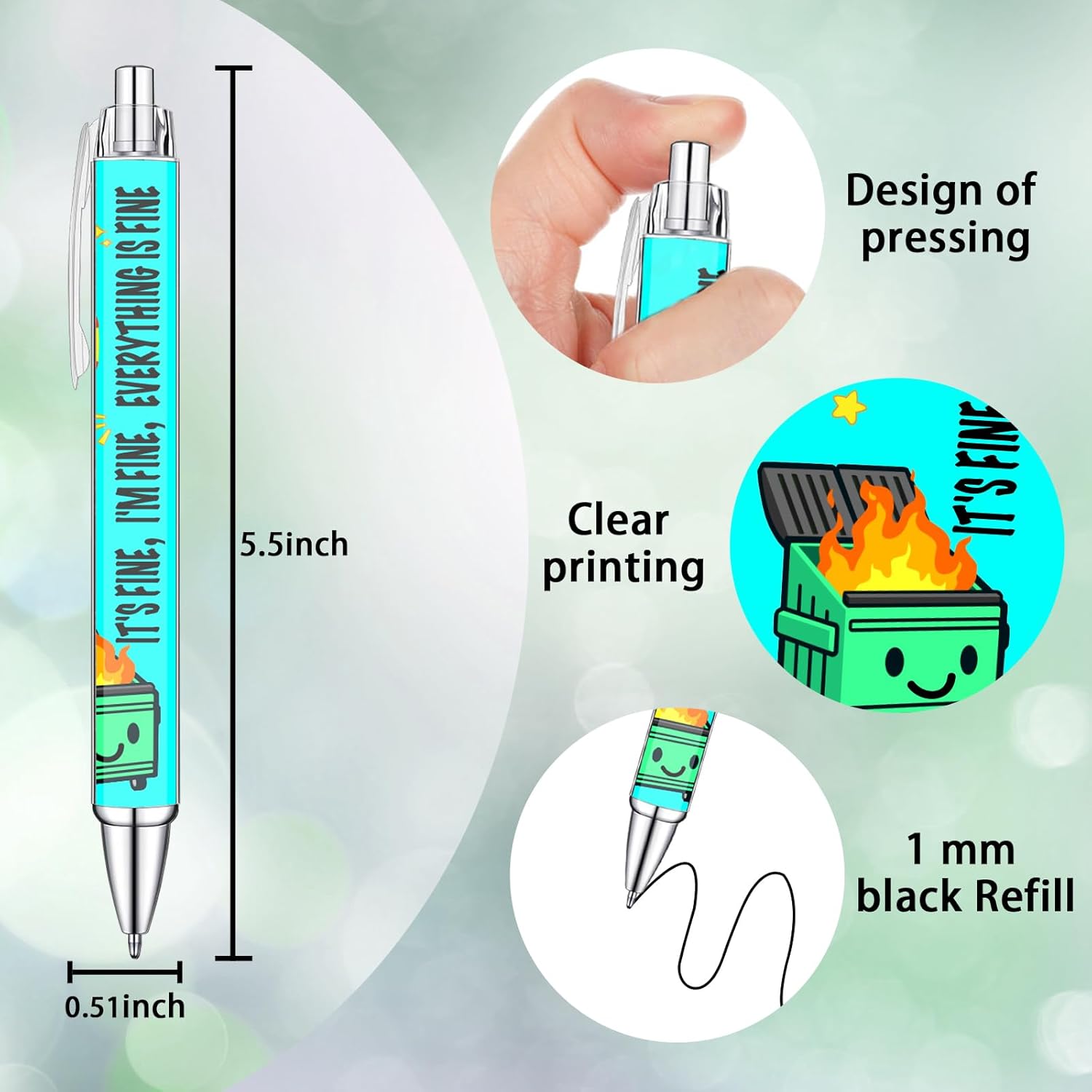 Idealmuzik 6pcs Funny Writing Pens with Sayings,Whimsical and Hilarious Designs,Unique Gift Idea for Nurses,Coworkers,Team,Teachers,Doctors,Party Favors - Image 2