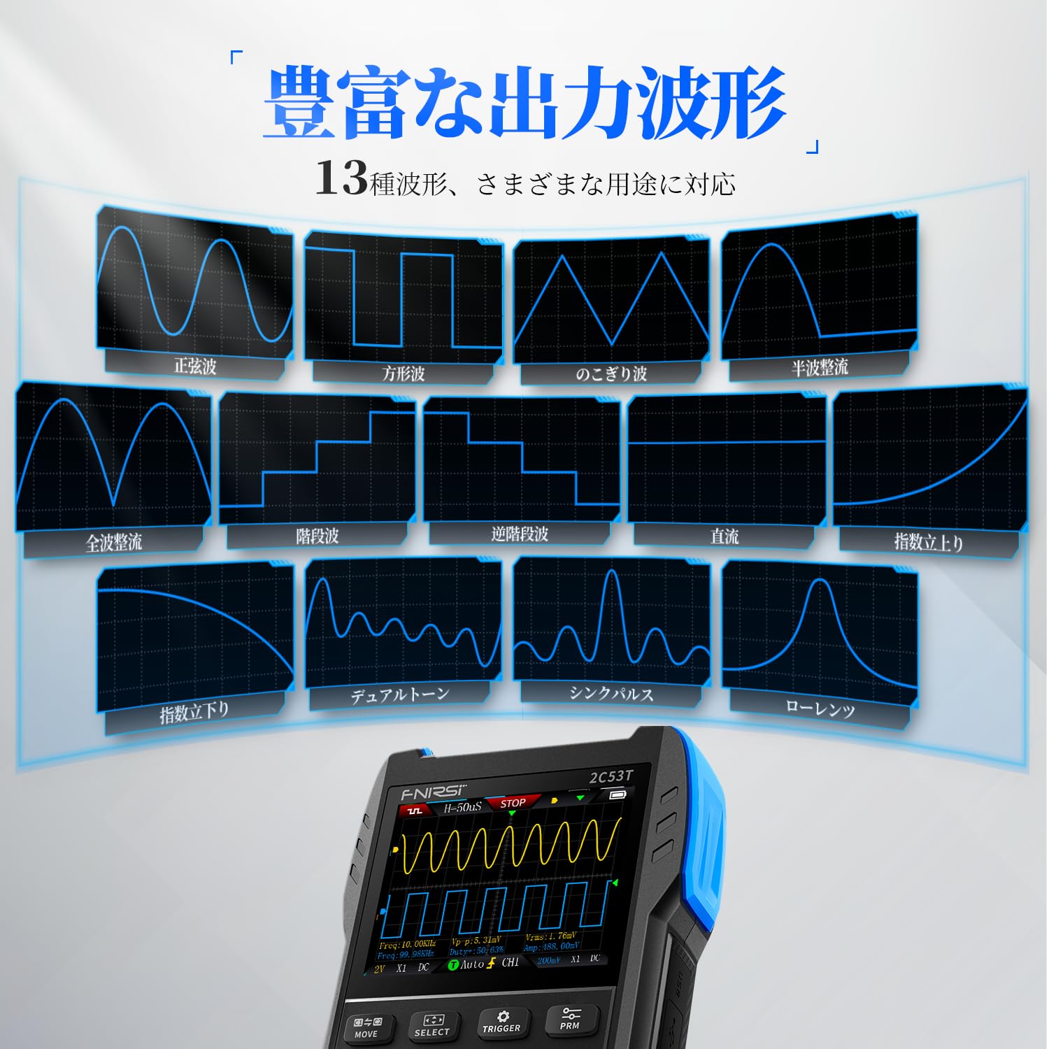 Signal generator displaying various output waveforms