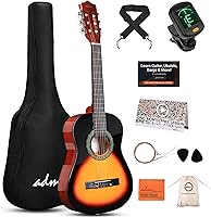 Vista 25 de ADM - Guitarra acústica para principiantes, 30 pulgadas, cuerdas de nailon, guitarra de madera para niños y estudiantes, lecciones en línea
