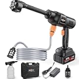 Cordless Pressure Washer, 900PSI Portable Power Washer with 3.0Ah Battery, 1.8Max GPM Cordless Power Washer Battery Operated with 6-in-1 Nozzle, Foam Pot, 16ft Hose, suit for Car/Floor/Garden
