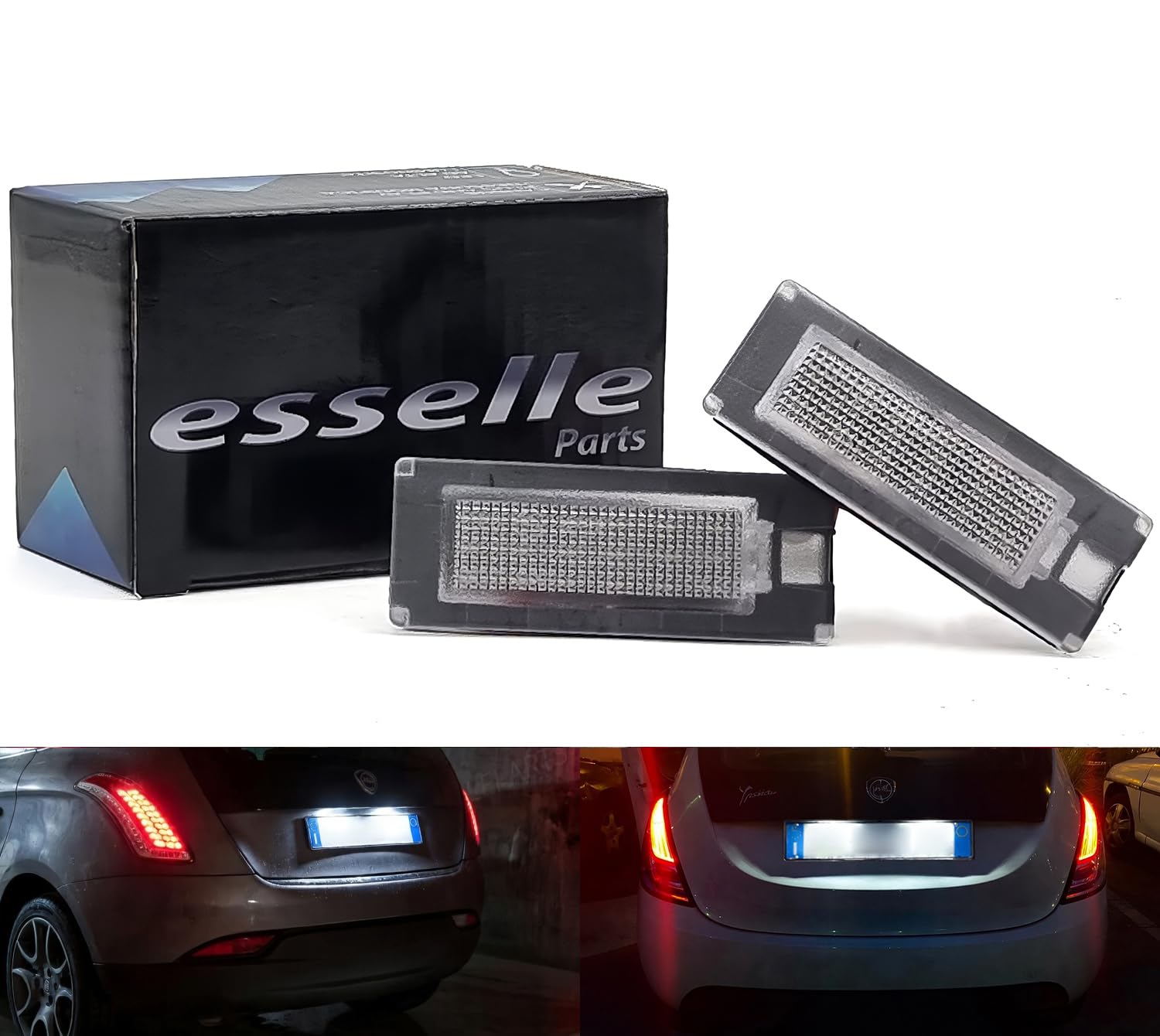 Placchette Luci Targa LED Compatibili con Lancia Delta MK3, Ypsilon Hybrid, Ypsilon MK2 312 18 SMD CANBUS T10 W5W 6000K Bianco Freddo Plug & Play
