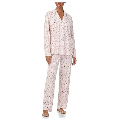 Lauren Ralph Lauren Knit Long Sleeve Notch Collar Long Pant Pajama Set Women