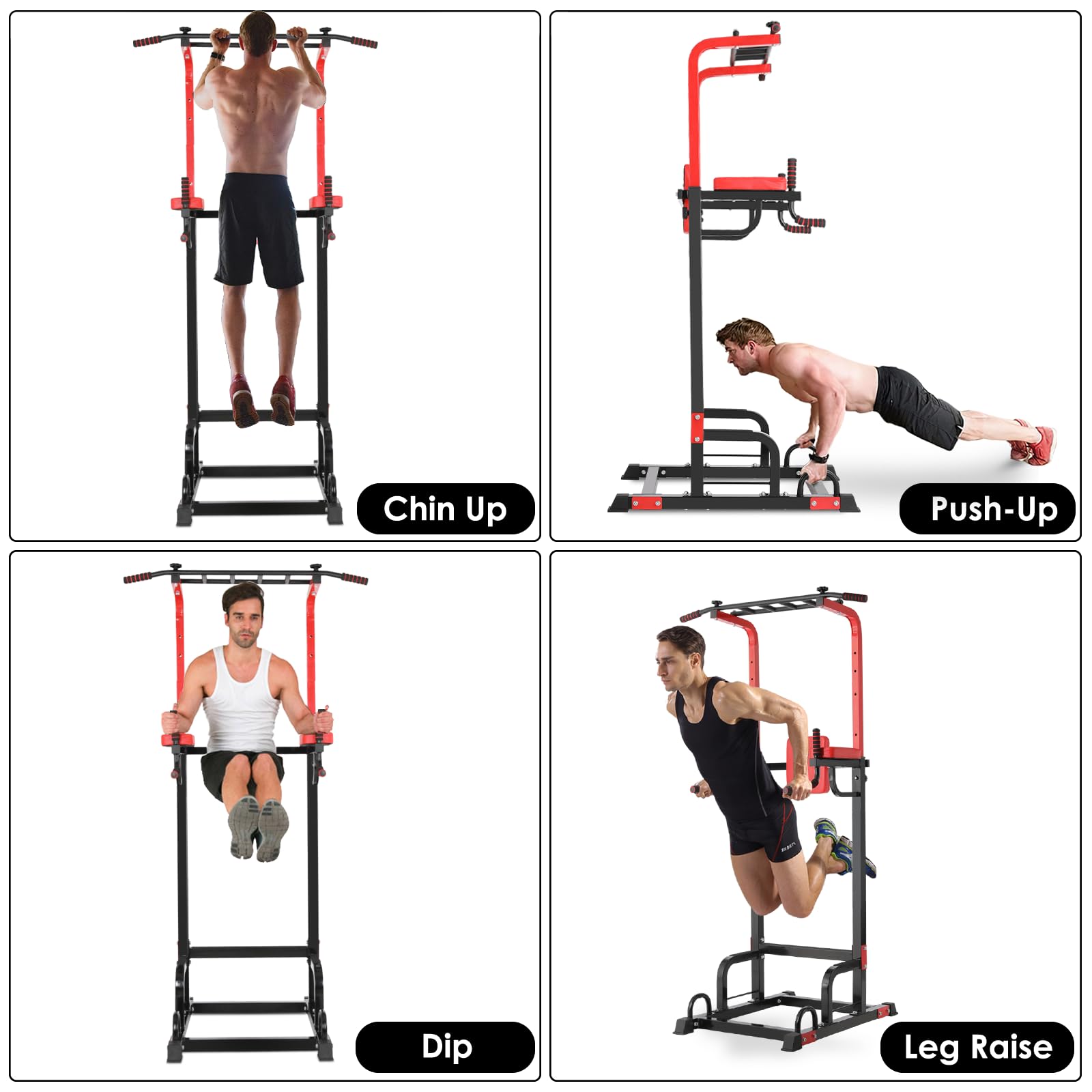 TLGREEN Multifunktionale Power Tower Dip Station Klimmzugstange Freistehend Höhenverstellbar von 158-220cm Home Gym Kraftstation Kraftturm Trainingsgerät für Zuhause Pull Up Bar