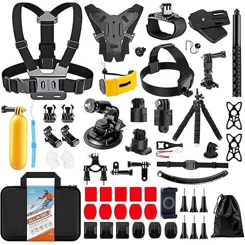 HONGDAK 70in1 Upgrade Action Camera Accessories Kit Compatible with GoPro Hero 13 12 11 10 9 8 7 6 5 4 3 3+ Max 11 mini Insta360 X5 X4 X3 X2 GO3 DJI Osmo Action 4 3 AKASO Sony Sports DV