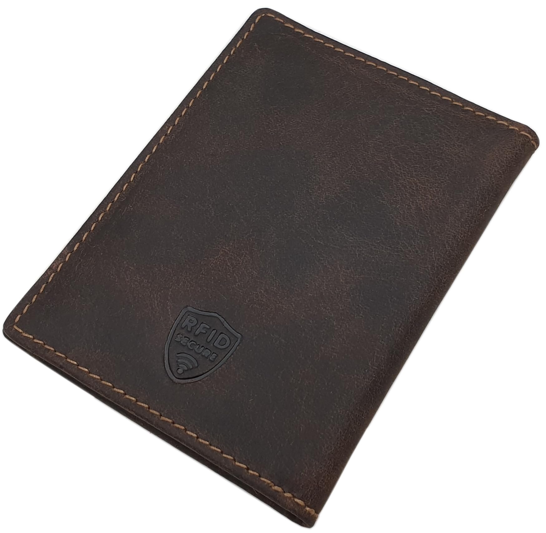 myledershop Etui na dowód osobisty ze skóry bydlęcej z ochroną RFID i NFC, brązowy, Einheitsgröße, Kieszeń na dowód osobisty