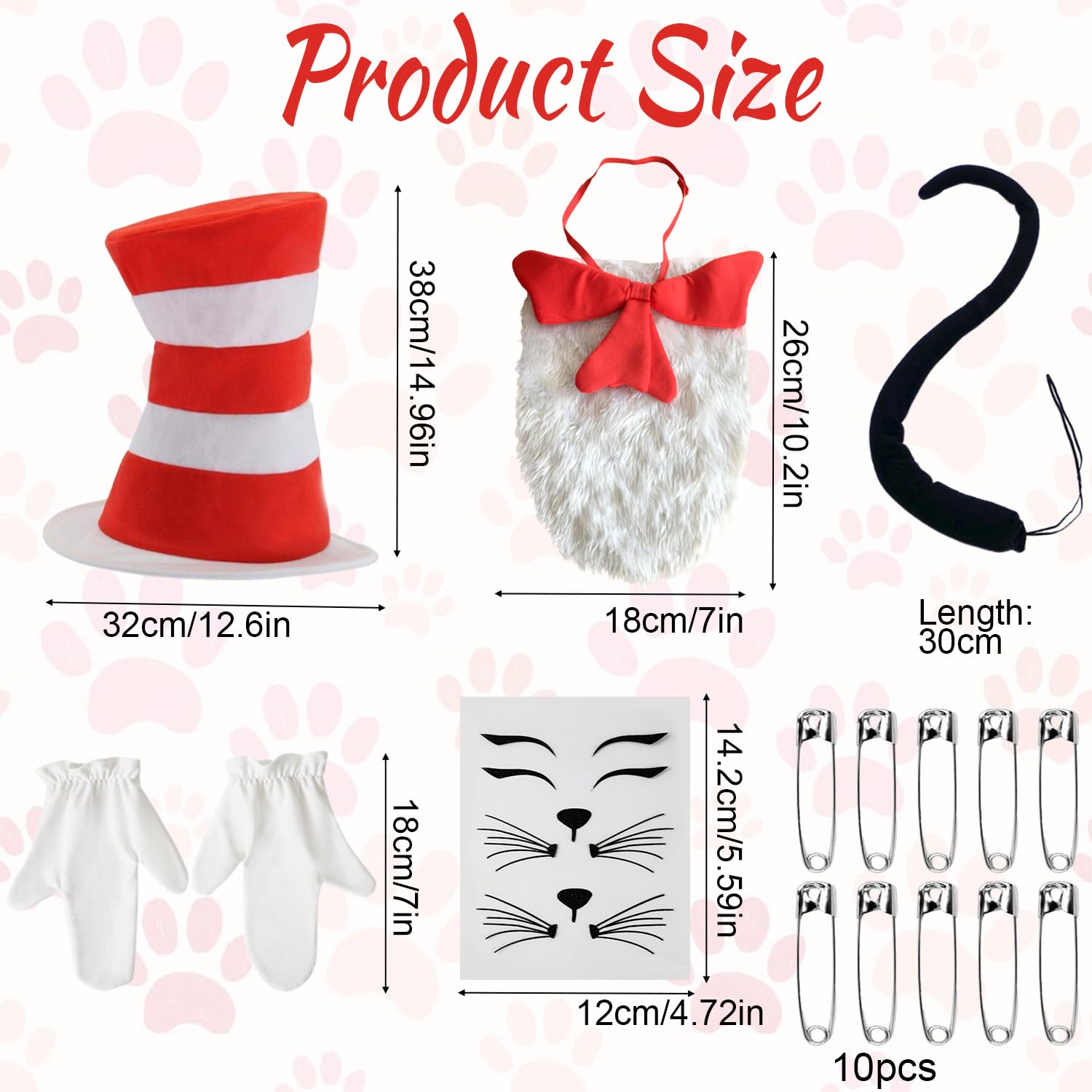 RenSton 15 PCS Cat in the Hat Costumes - Image 2