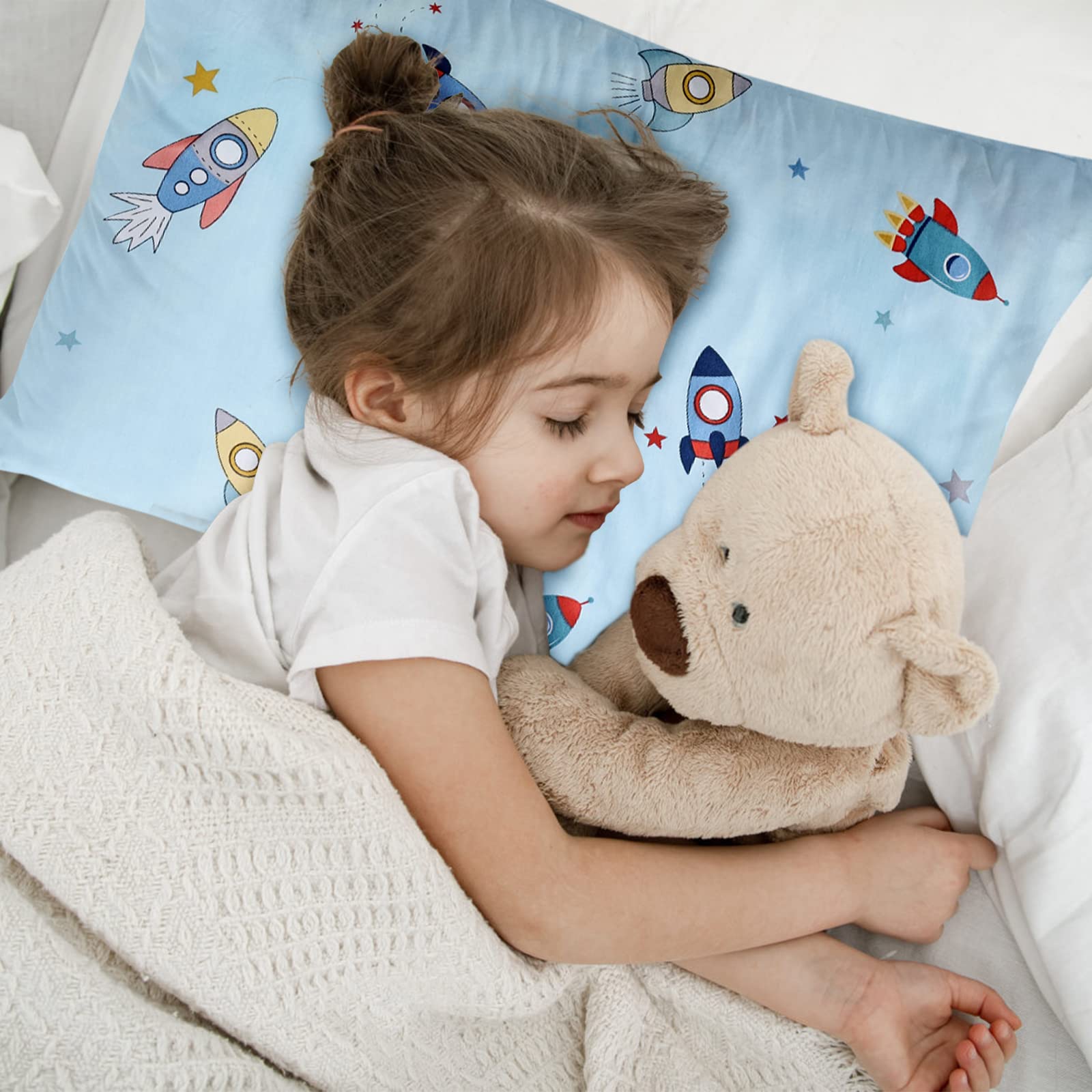 Vegena 2 Piezas Funda de Almohada de 40 x 60 cm, Fundas de Almohada para Niños, Funda de Almohada para Bebé de Algodón Suave y Transpirable, con Cierre de Sobre para Niños y Niñas
