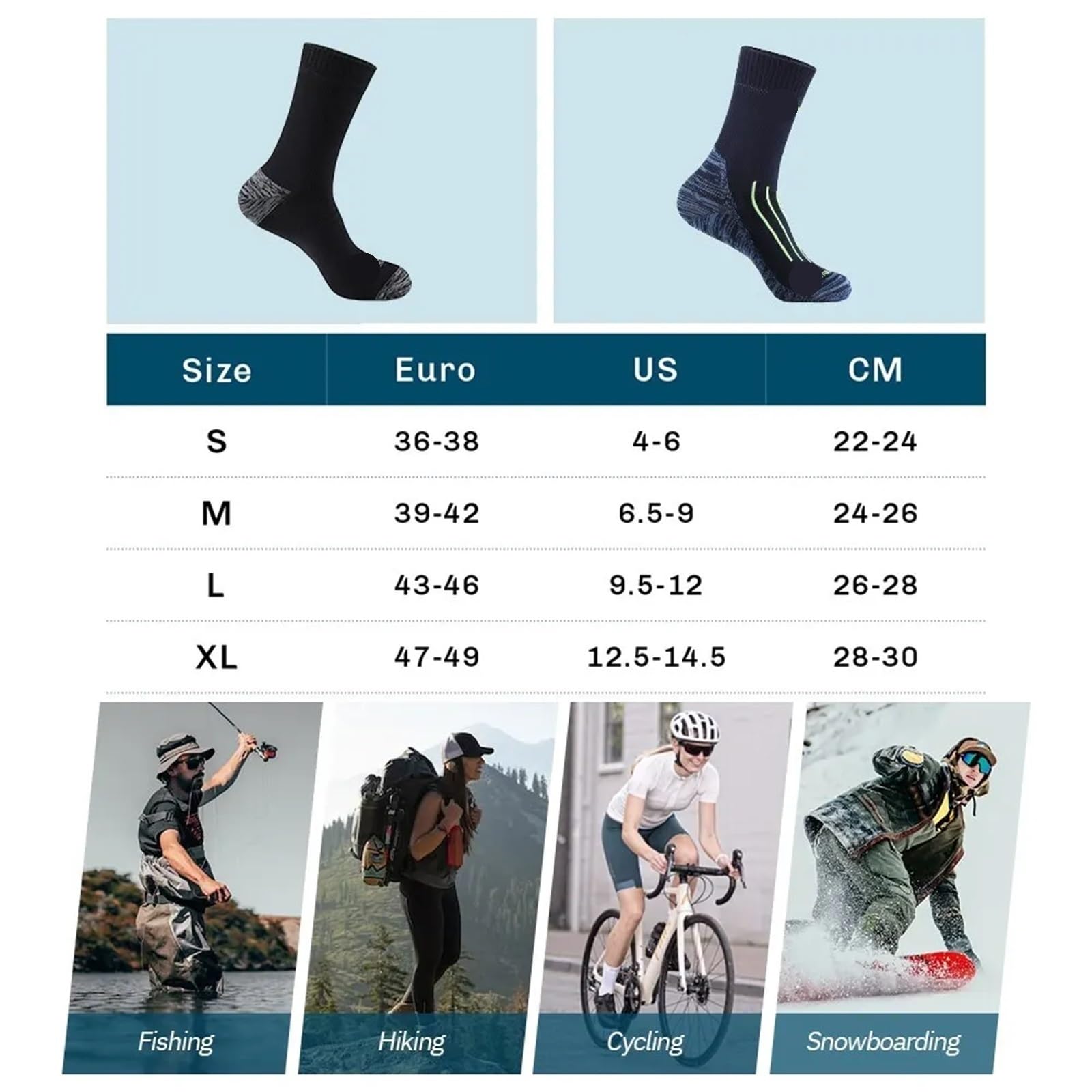 Wasserdichte Socken 2 Pairs Waterproof Socks for Men Warm Snow Thermal Sports Sock Snowboard Cycling Ski Bicycle Winter FüR Wie Laufen