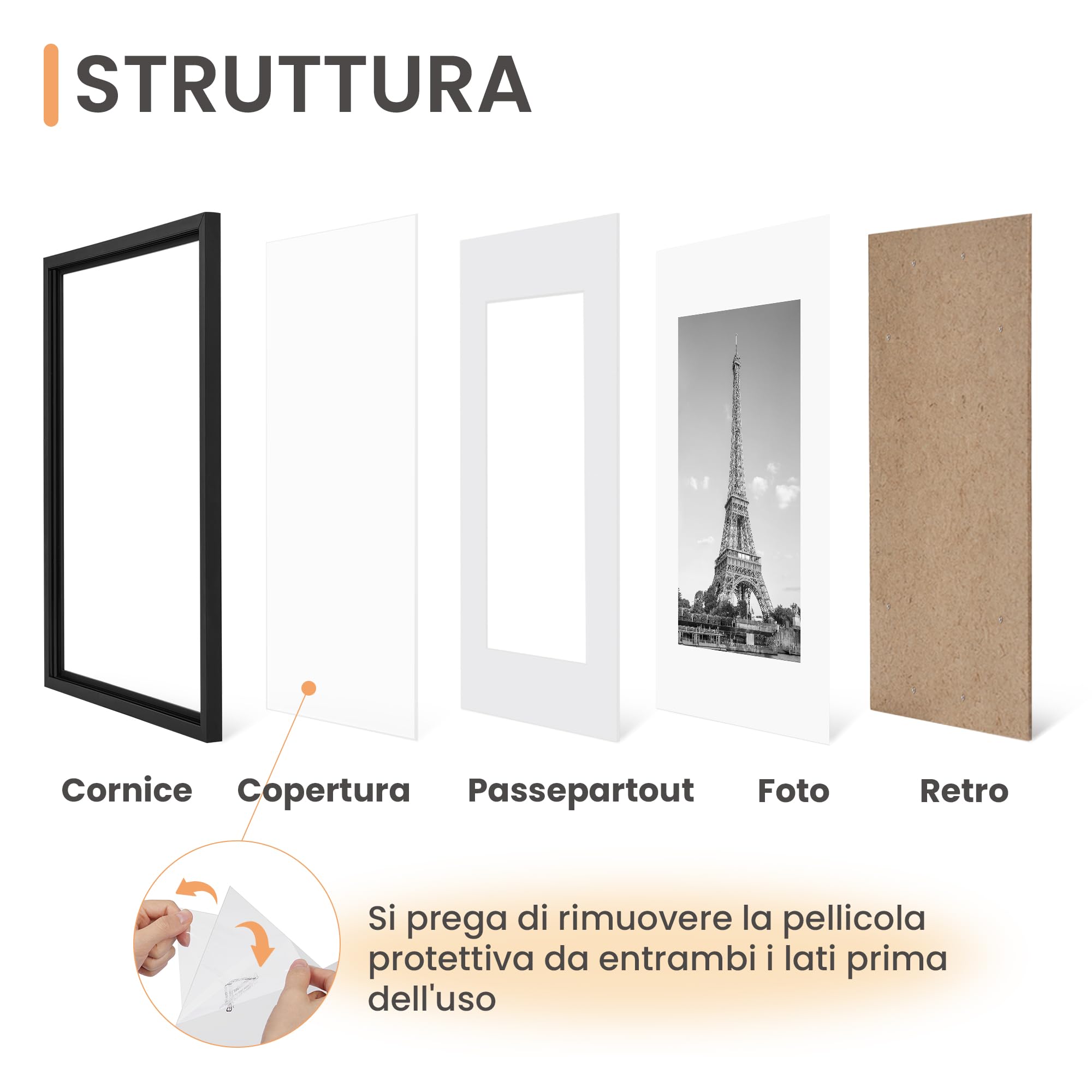 upsimples Cornici per foto da 15,2 x 10,2 cm, 3,5 x 5 cm, con passepartout o 4 x 6 senza, cornici da appendere alla parete