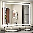 ISKM LED Mirror for Bathroom Lighted Vanity Mirror for Wall Front Lights + Backlit LED Bathroom Mirror Anti-Fog Tempered Glass ETL Listed (Front and Backlit, 48'' x 36'')
