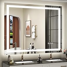 ISKM LED Mirror for Bathroom Lighted Vanity Mirror for Wall Front Lights + Backlit LED Bathroom Mirror Anti-Fog Tempered Glass ETL Listed (Front and Backlit, 48'' x 36'')