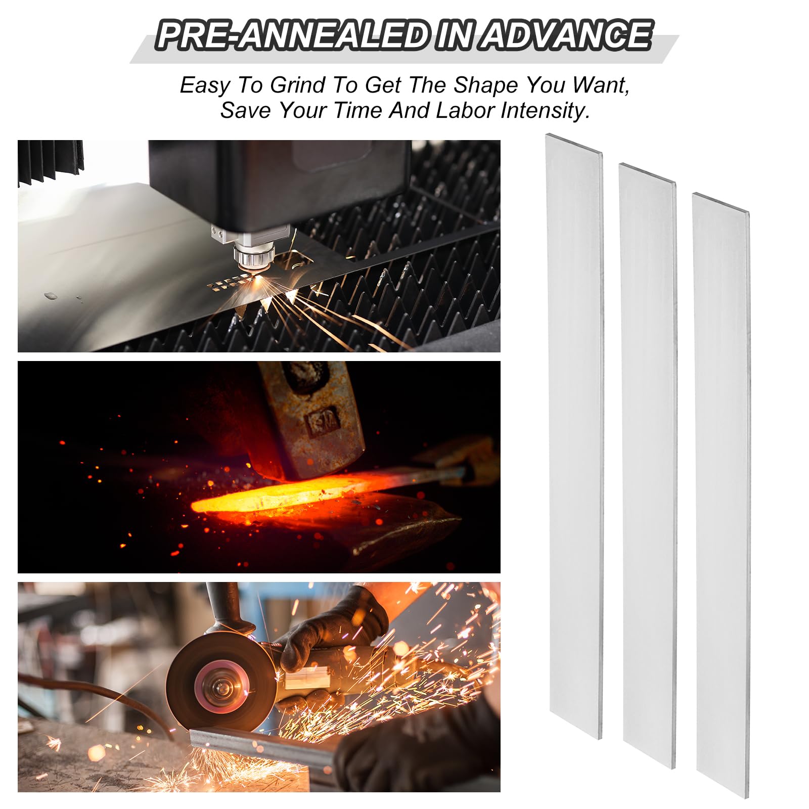 PATIKIL 12L14 Stahl für die Messerherstellung, 2er-Pack 12" x 1-1/2" x 1/8" warmgewalzter Stahlblech für DIY-Blech, professionelle und Hobbynutzung