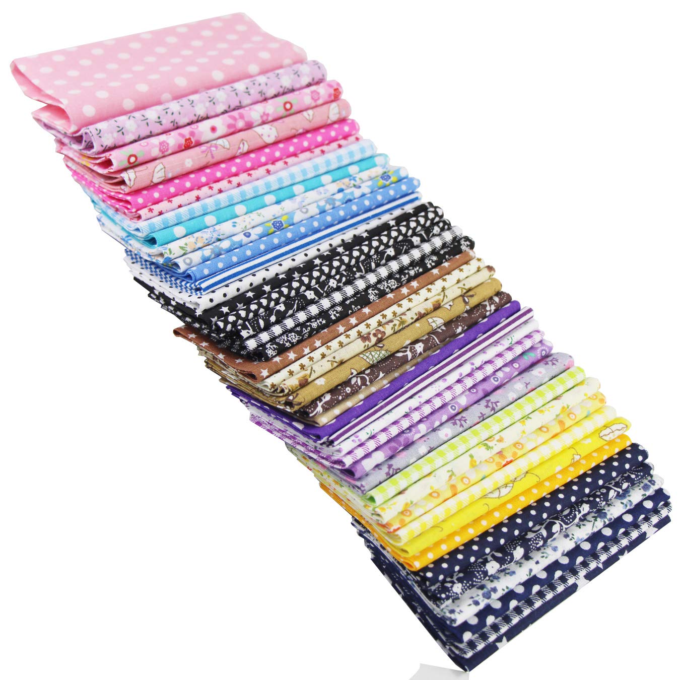 70 pezzi di tessuto di cotone patchwork, 25 x 25
