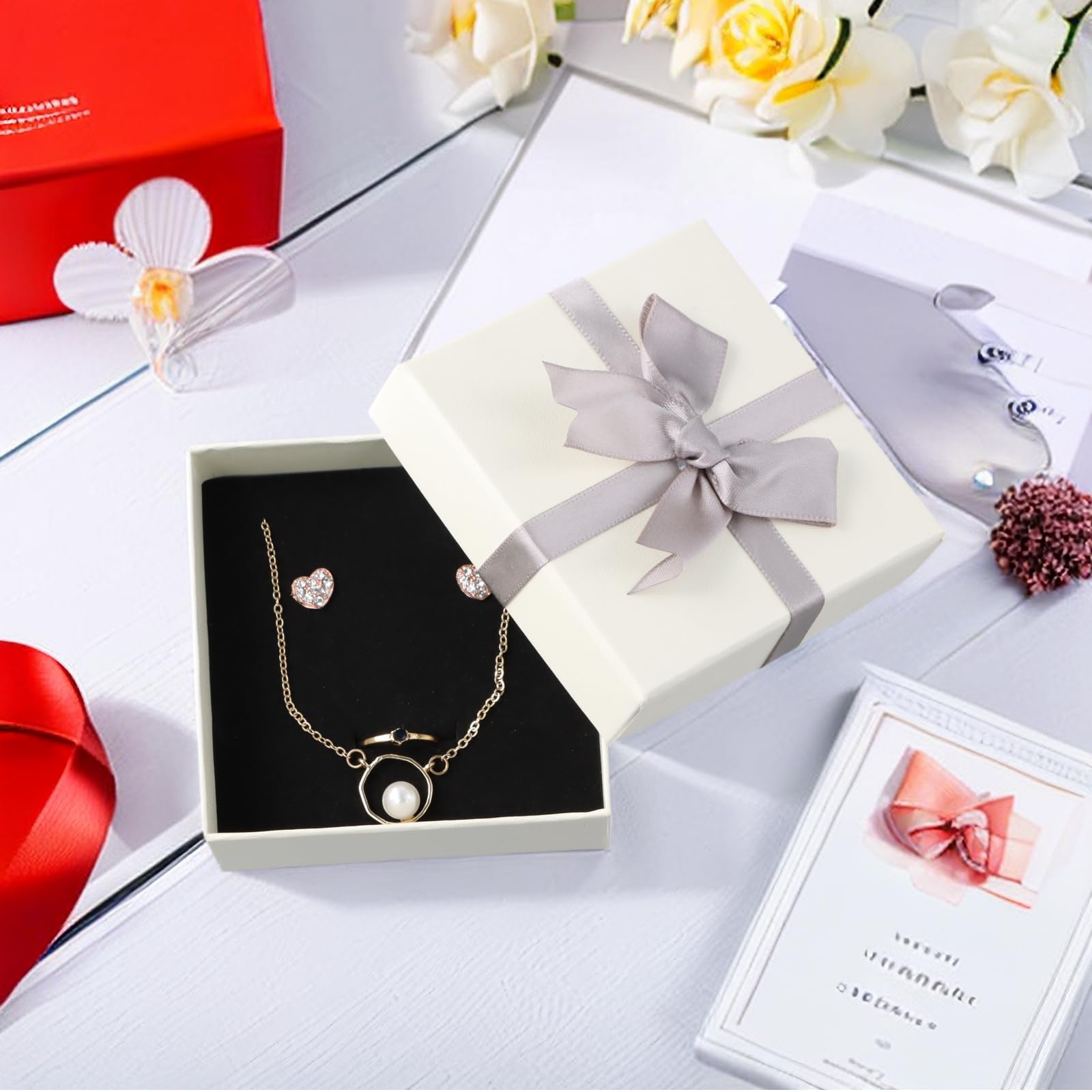 4 Pcs Jewellery Gift Boxes, 9 X 9 X 4cm Cardboard Jewellery Display Box, Jewellery Packaging Box - View #9