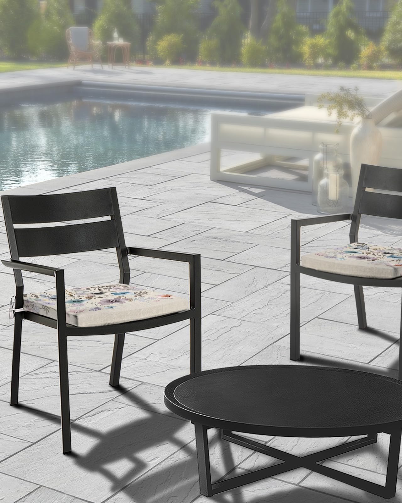 Edwiinsa Botanical Flower Indoor/Outdoor Seat Cushions Cover,Waterproof Patio Chaise Lounge Cushion Cover for Beach Pool Side Chair Cushions 24x24x2 Pieces Farmhouse Watercolor Plant Leaves