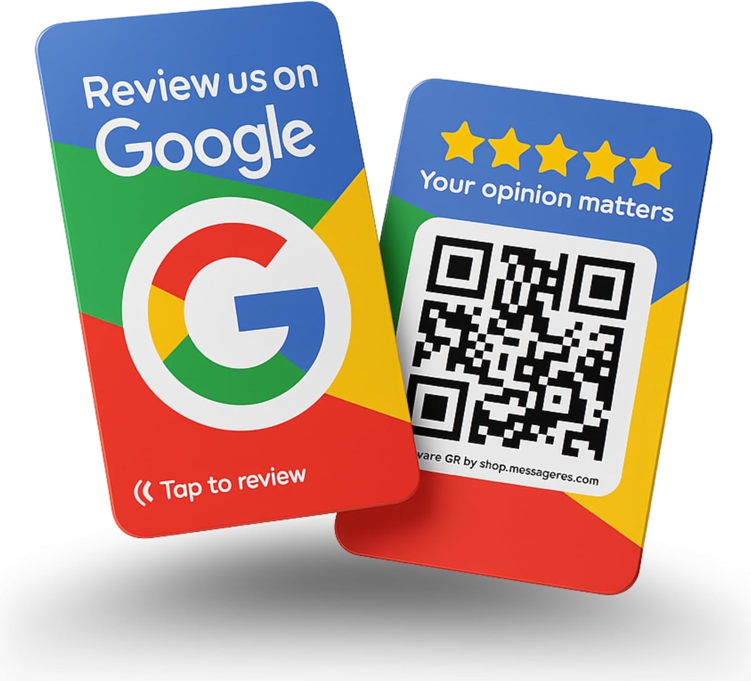 MESSAGENES Reusable Google Review Tap Card - 10-Pack QR & NFC for iPhone & Android - Boost My Reviews Set Up at Home