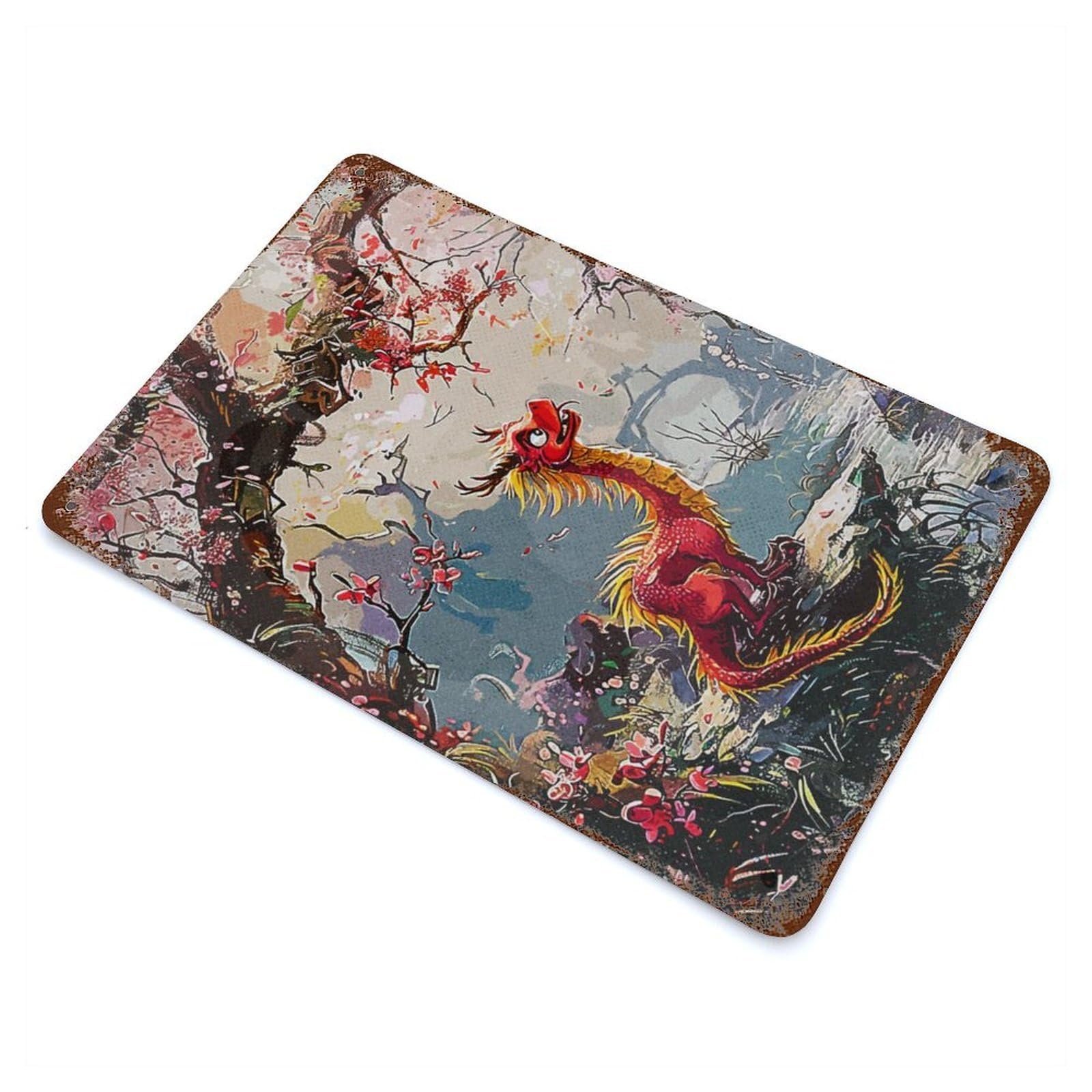 Dragon Forest Vintage Rust Metal Sign 11.8"x7.9", Farmhouse Wall Decor for Garage, Pub Or Kitchen
