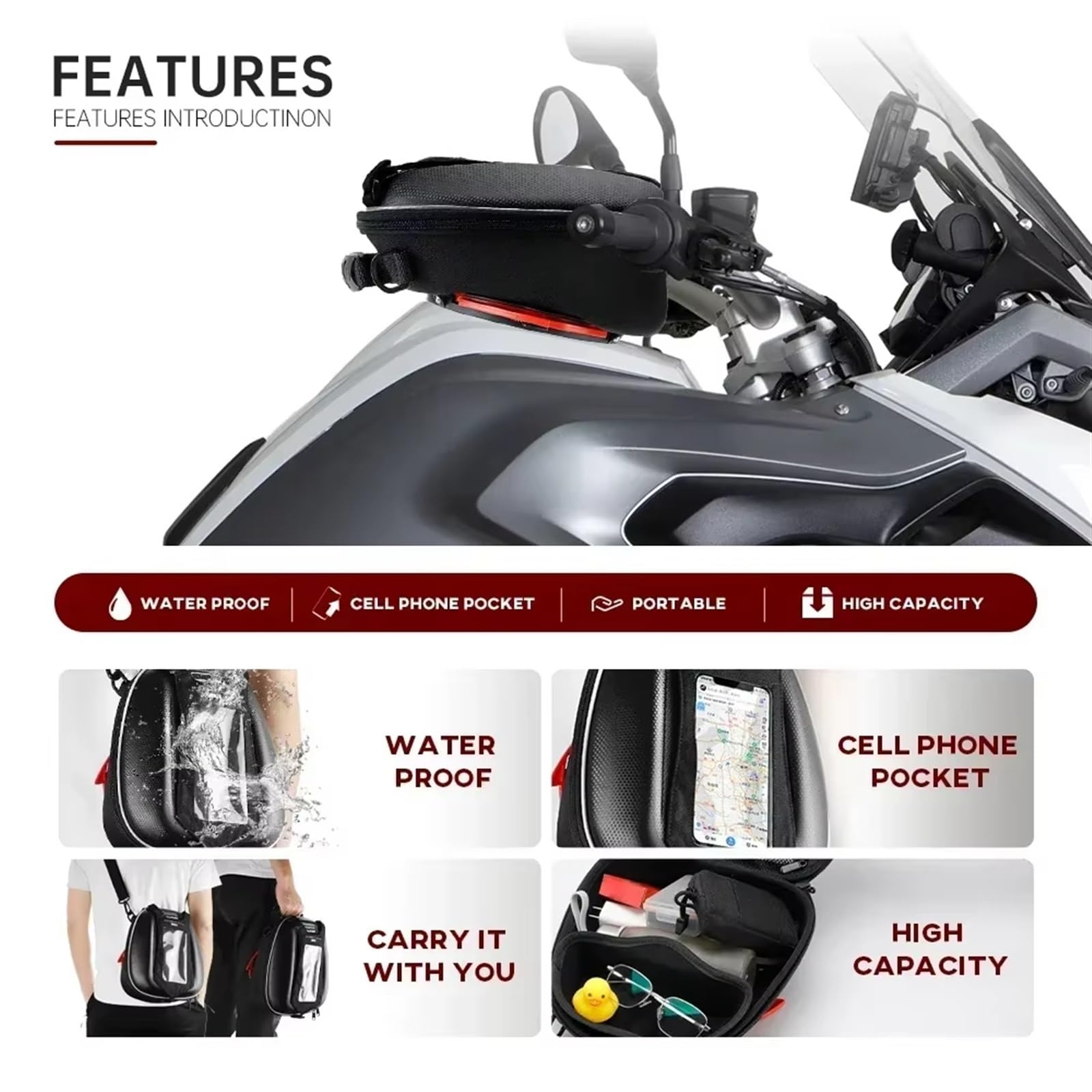 FZCSIMR Bolsa Superior Impermeable Para BMW R1250GS Y Adventure - Alforja Lateral De 2 Piezas En Cordura Para R1200GS Y Modelos LC