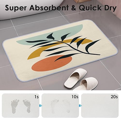 Miniatura 3 de Tapete de baño abstracto de imitación de cachemira, 17 x 30 pulgadas, plantas naturales, bohemias, tapete decorativo para el hogar, parte trasera de