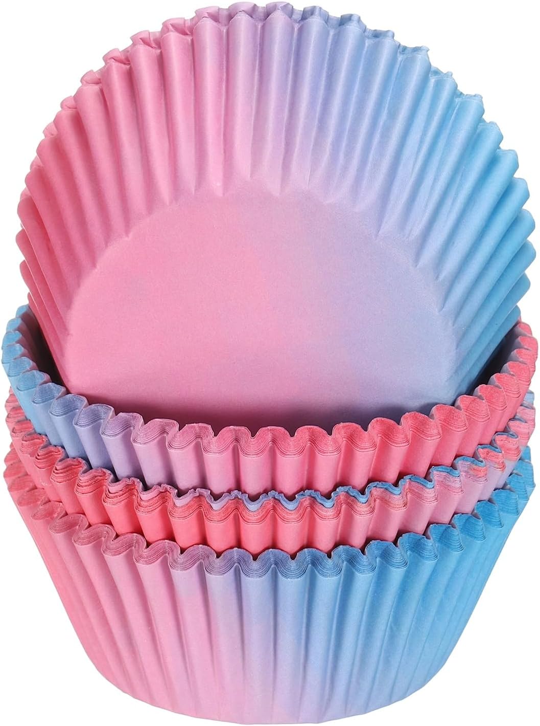 HARFINGTON 100 Count Cupcake Liners Cupcake Cups Standard Size Muffins Liners Papers Baking Cups Wrappers Greaseproof for Party Wedding, Pink Blue Gradient