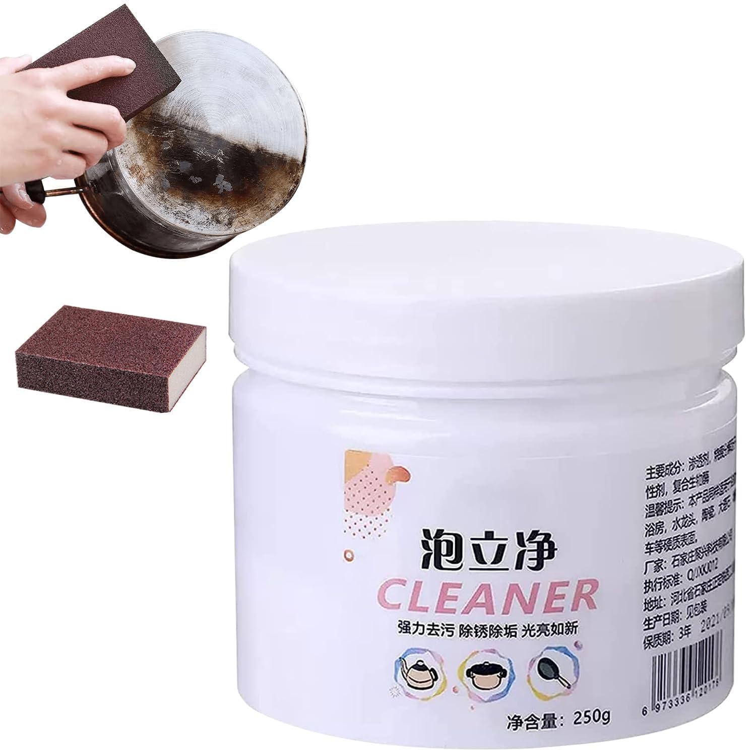 Foam Rust Remover Kitchen All-Purpose Cleaning Powder,Kitchenware Cleaning Agent,Kitchen Clean All Purpose Cleaning Foam,Multi-Purpose Foam Cleaner Rust Remover,Soak to Clean Greasy Dirt(1pc set)