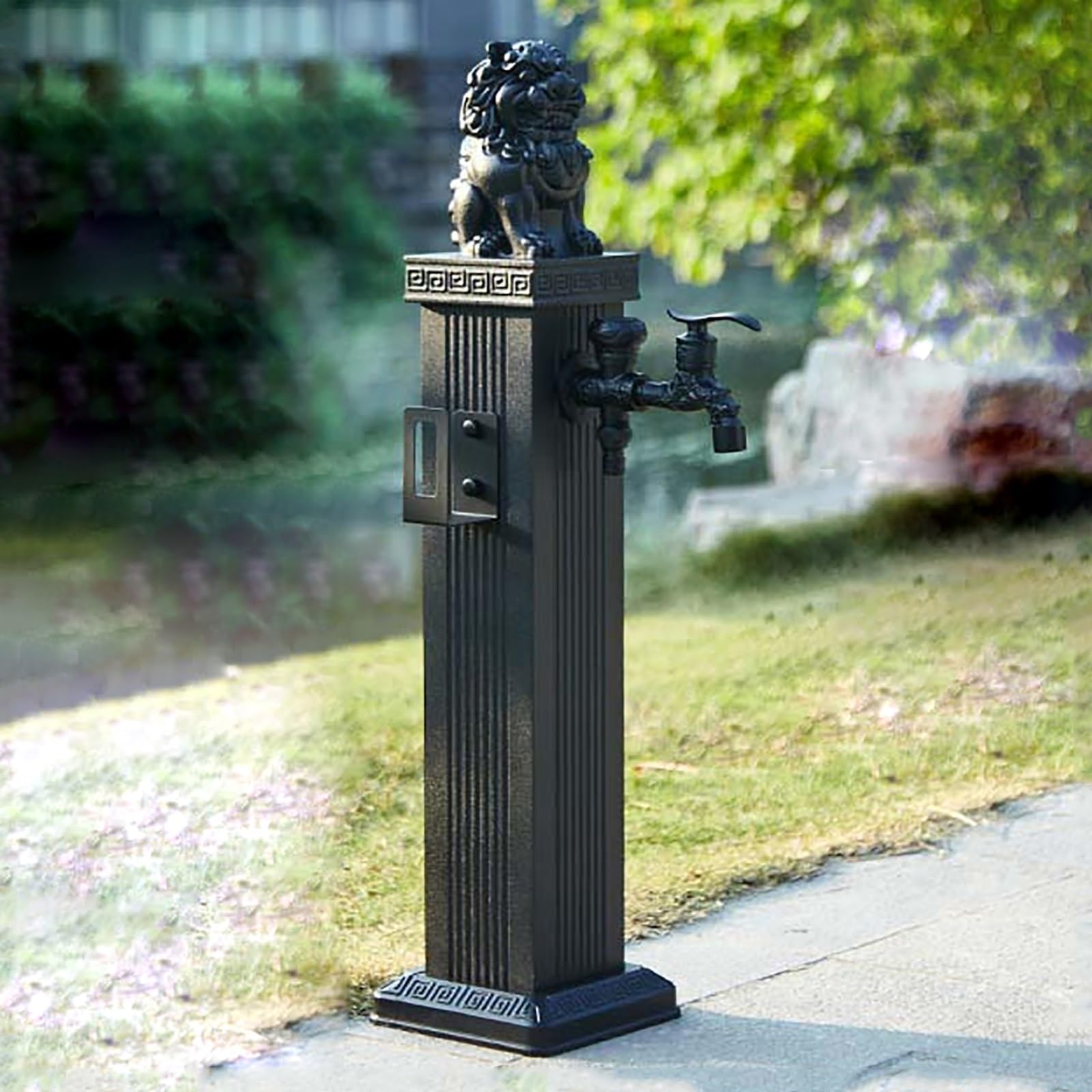 Xbtgs Svart Independent Golden Water Column For Garden – 112 Cm Height, Double Exterior Tap, Hydrant For Antifreeze Hose, Freeze-Proof Tap, -69Cm/27In