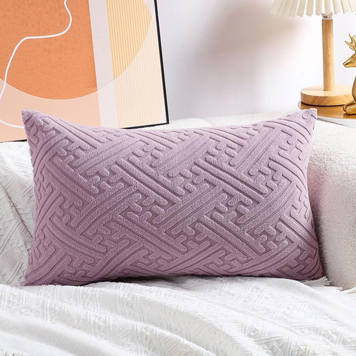 ZGantrix Super King Size Pillow Cases,Square Rectangle Cushion Covers Soft Corduroy Stretch Throw Pillow Cover Various Sizes Decorative Pillowcases For Bedroom Sofa Pillows(Purple,40x60cm/16x24inch)