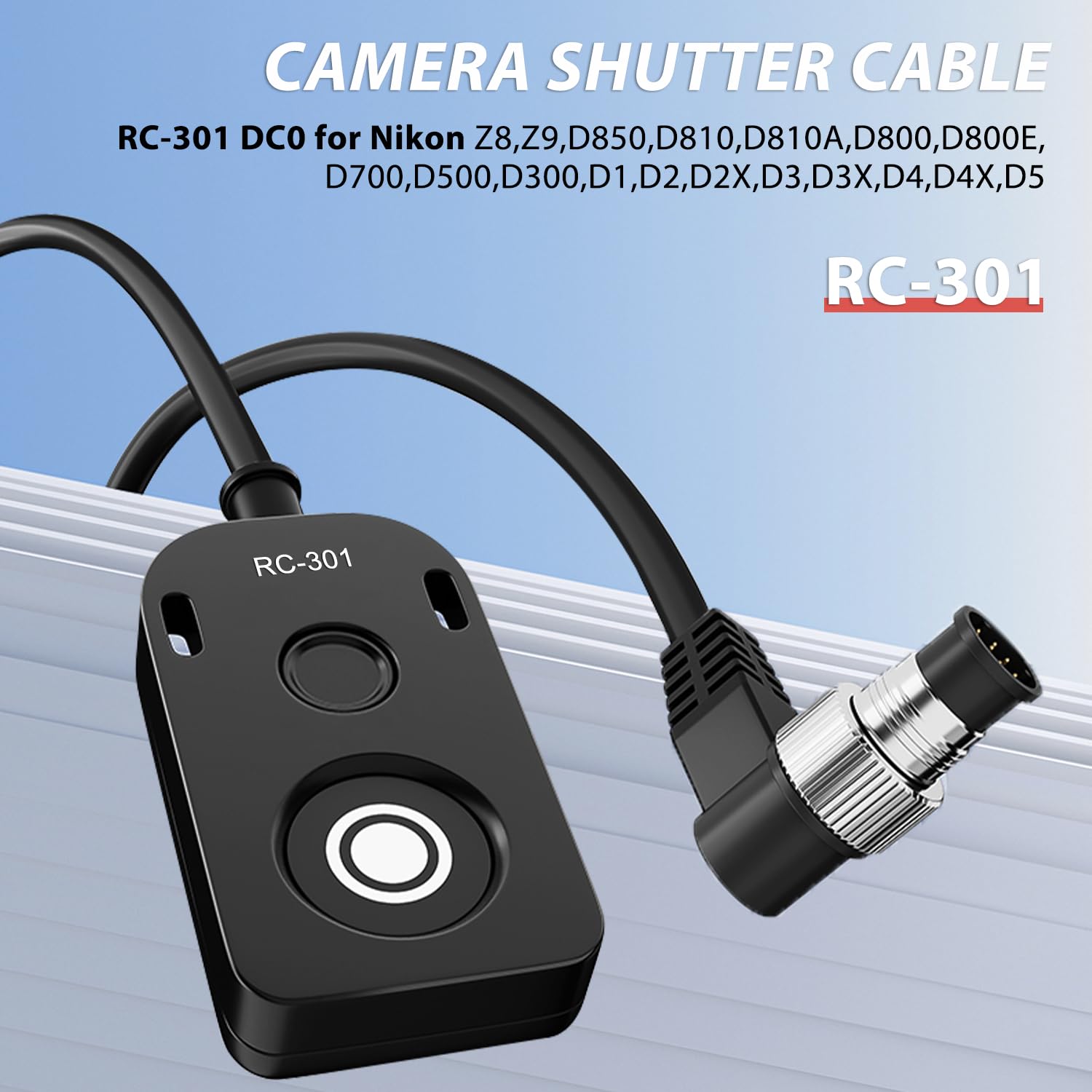 5M Extension Cord RC301-DC0 Remote Small Shutter Release Remote Control for nk D850 D810 D800E Z8 Z9 Push Button Extension Portable Small Release Key(RC301-DC0 NK 196.8in/5m)