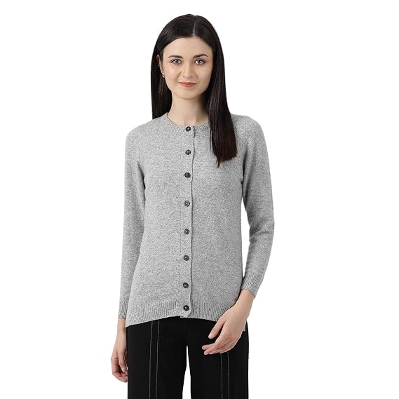 Grey Wool Cardigan (Size 