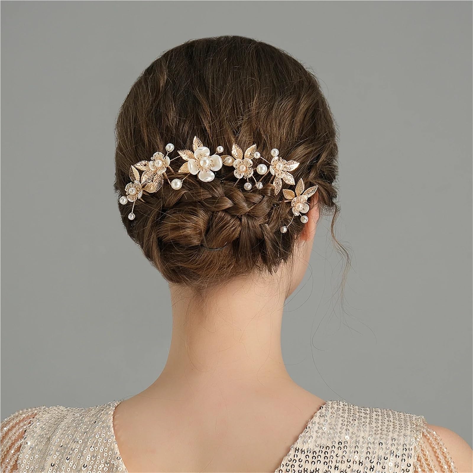 5 pz/pacco Fiore Clip Donna Capelli Perla Pettine da sposa Accessori da sposa Gioielli Tornante(J6973G)