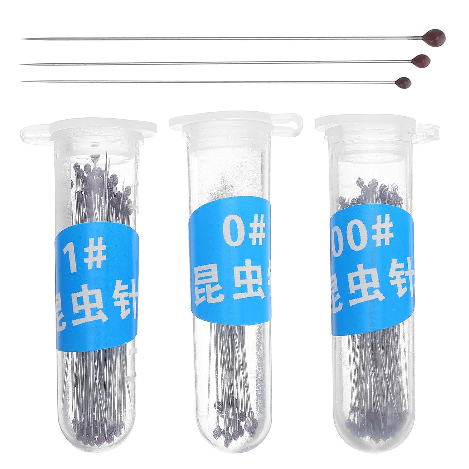 300pcs Stainless Steel Insect Needles Entomology Pins for Insect Specimen Fixing with Plastic Heads, Butterfly Collection and Educational Lab Mounting Tools