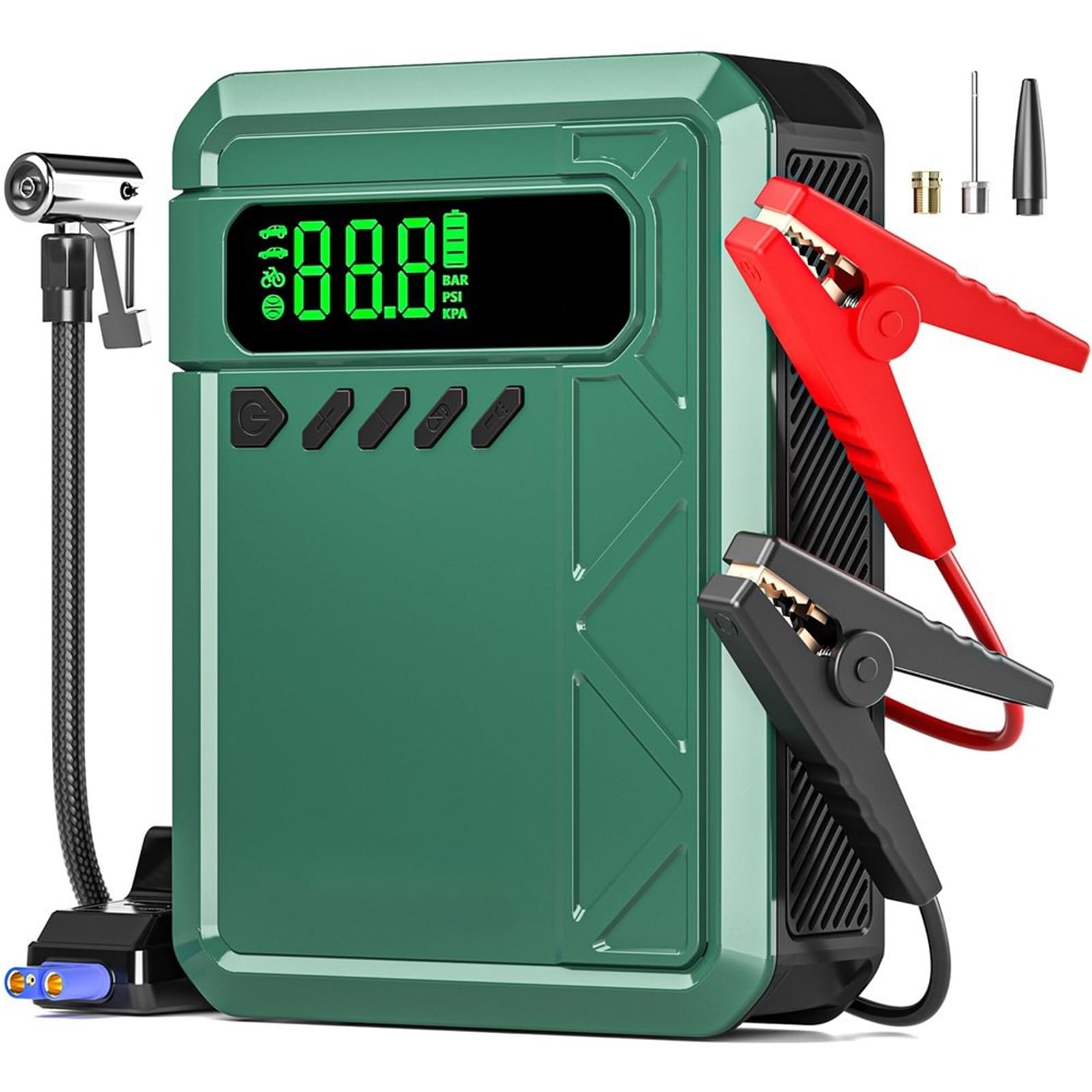 avviatore motore Avviatore di emergenza da 2000 A | Luce per compressore d'aria 150PSI adatta per gas da 8 litri