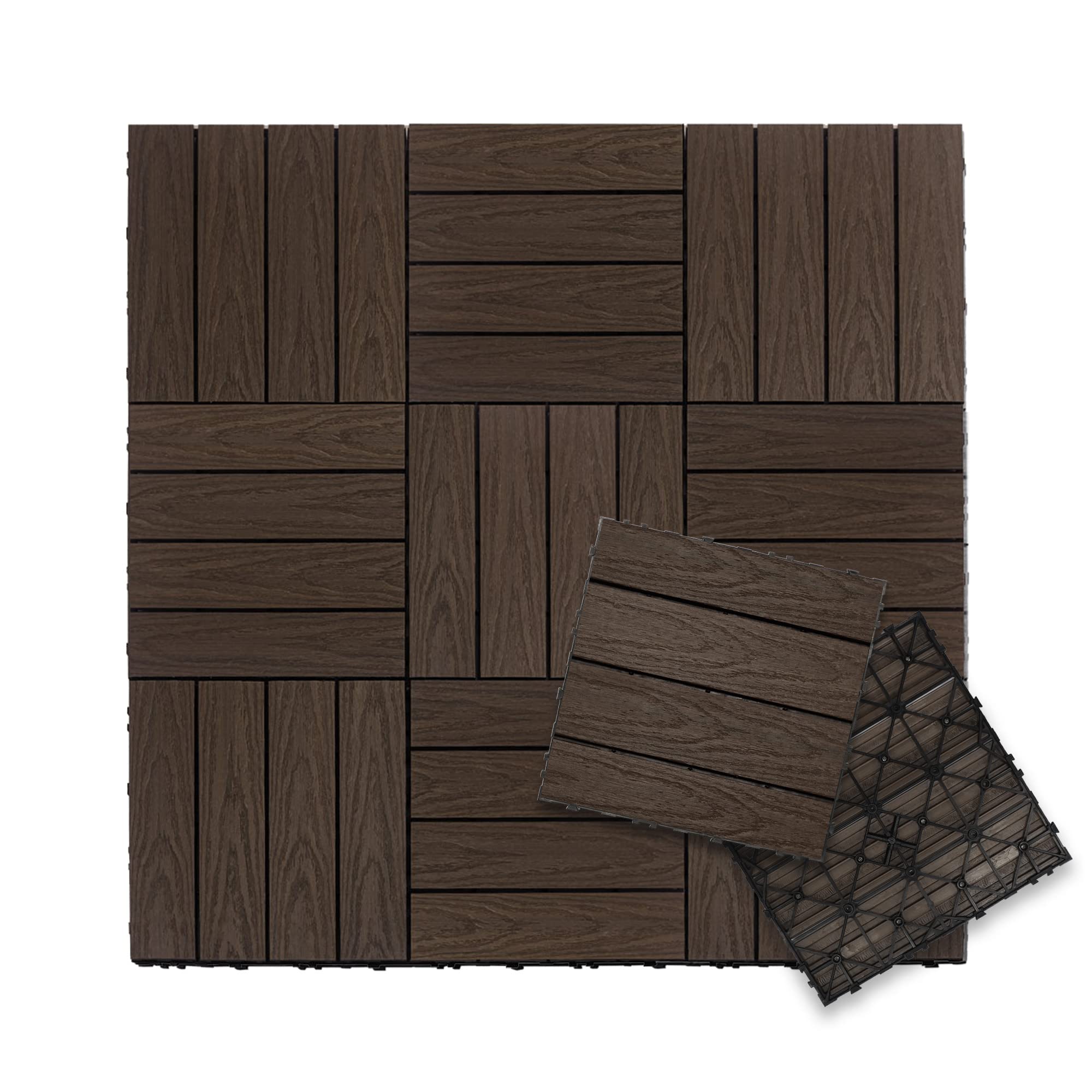 NewTechWood UltraShield Naturale 1 ft. x 1 ft. Quick Deck Outdoor Composite Deck Tile in Spanish Walnut (10 sq. ft. per Box)