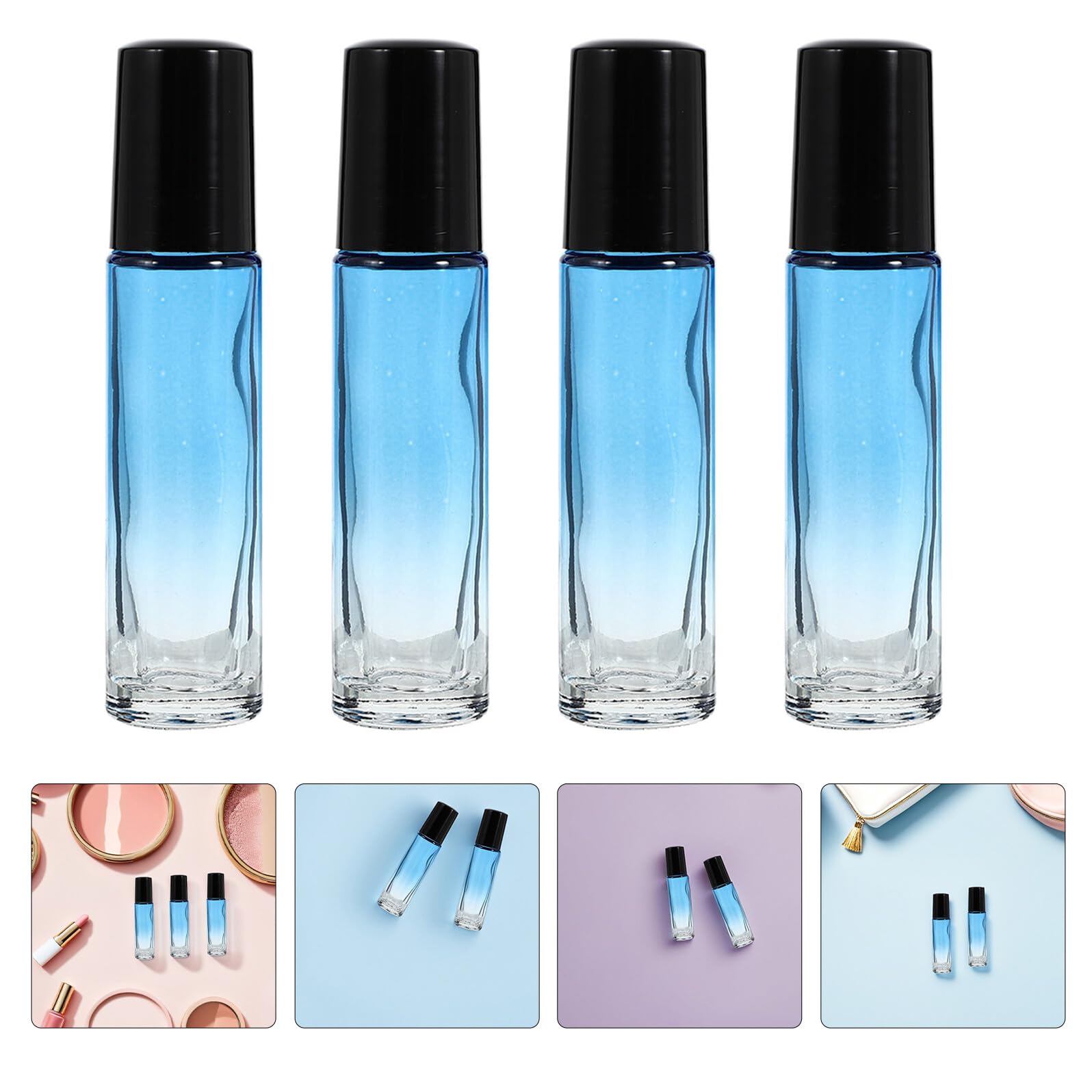 Flaconi Roll-On Ricaricabili in Vetro da 10 Ml Set da 20 Pezzi con Sfera a Rullo in Acciaio Inox Tappi Neri Flaconi per da e Aromaterapia per Profumi e Oli Cosmetici da