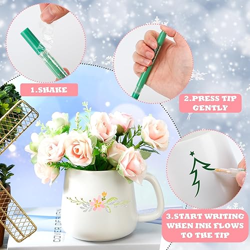 Miniatura 4 de Mifoci Juego de tazas pintadas de 14 piezas, kit de taza de café personalizada, tazas con las que puedes decorar, kit de decoración de taza de café,