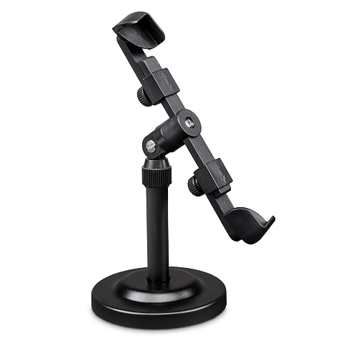LyxPro Cell Phone Tablet Stand Holder clip on Grip For Table Or Desk Adjustable 360 Degree Rotating Swivel