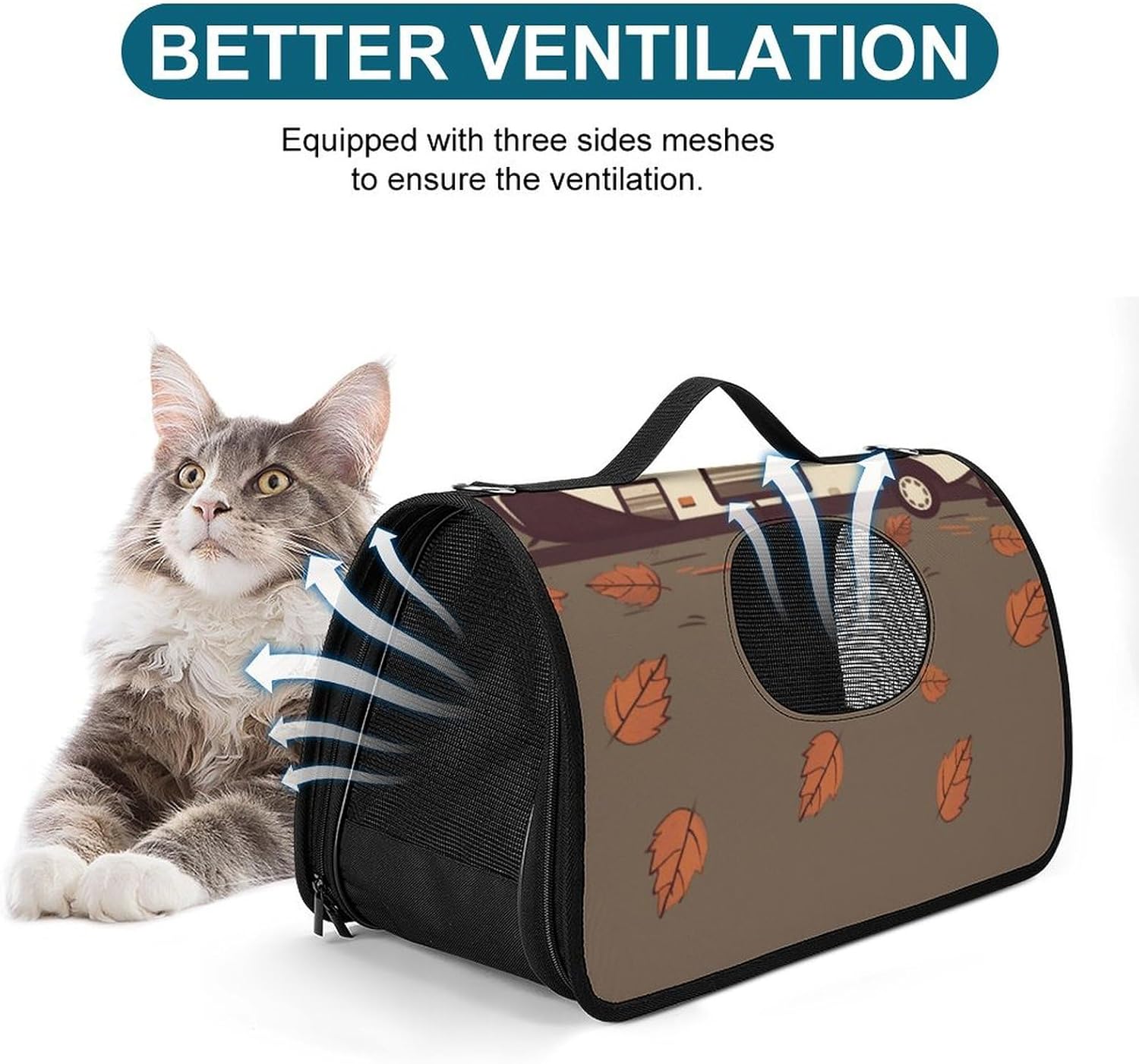 Pet Handbags, Happy Fall Camper Printed Pet Handbags,folding Pet Bags,new Pet Handbags,universal Pet Handbags, 45X26X23.5cm