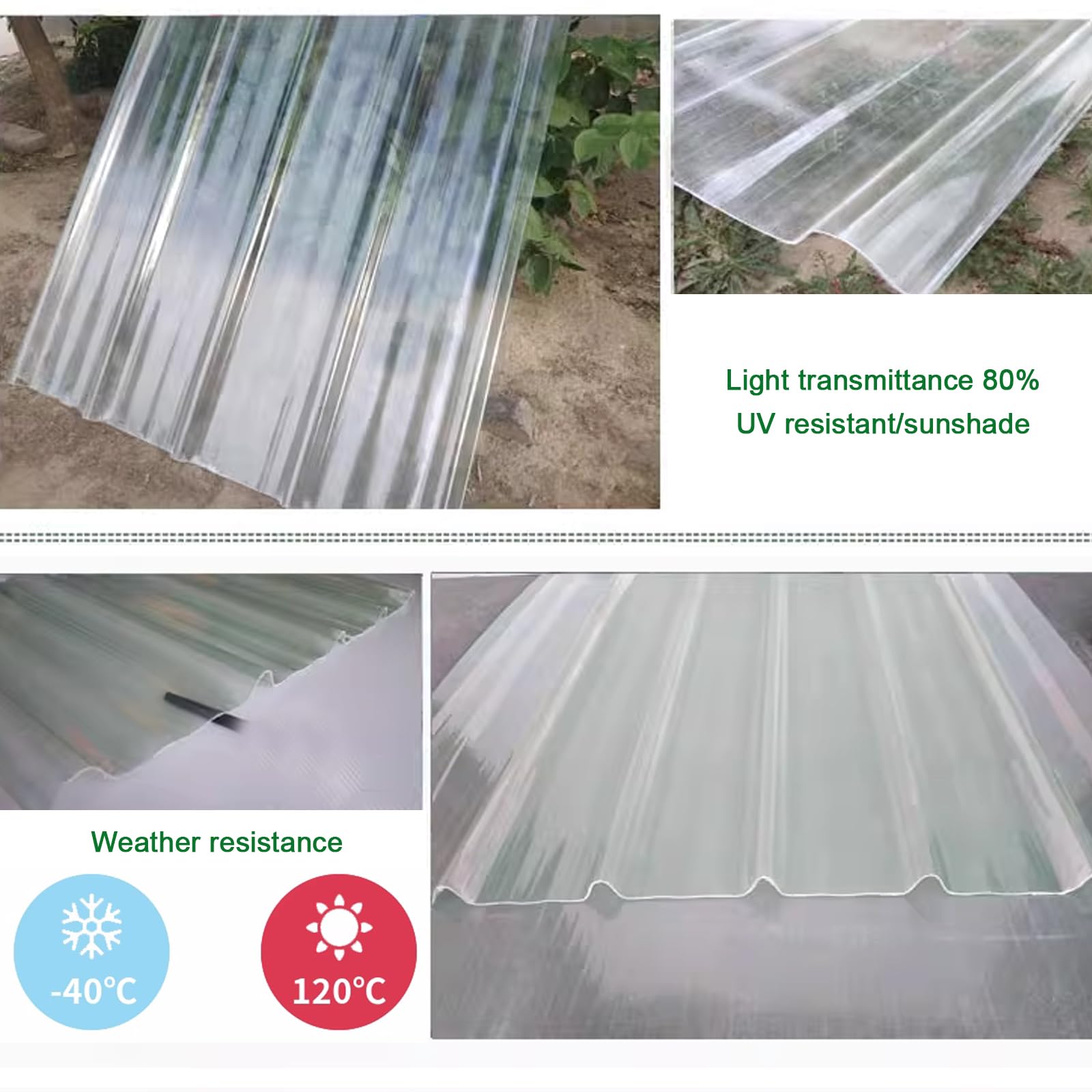thumbnail: Heldere Dakpanelen Van Glasvezel - 10 Stuks - 0.9x2.2m - UV-bestendig En Weerbestendig
