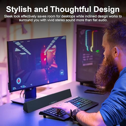 Miniatura 6 de Computer Speakers HiFi Stereo PC Speakers USB Powered Computer Speakers for Desktop with Deep Bass Computer Sound Bar with Bluetooth and AUX-in for