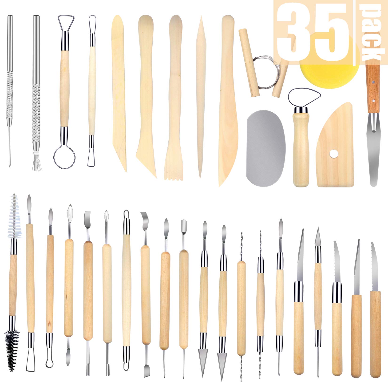 Jetmore 35 Pack Clay Tools Kit, Pottery Tools & Sculpting Tools, Polymer Modeling Clay Cutters Sculpture Set for Carving, Ceramics, Molding, DIY