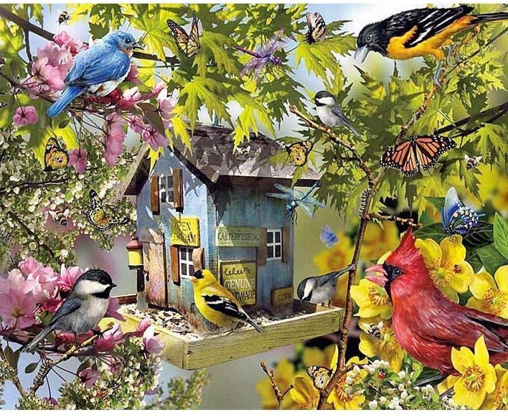 DIY Cross Stitch Kits for Adults Embroidery Crafts Bird on Branch 40x50cm DIY Art Cross Stitch Kits Embroidery for Kids Beginners Gift Kit for Home Decoration,11CT Preprinted Canvas