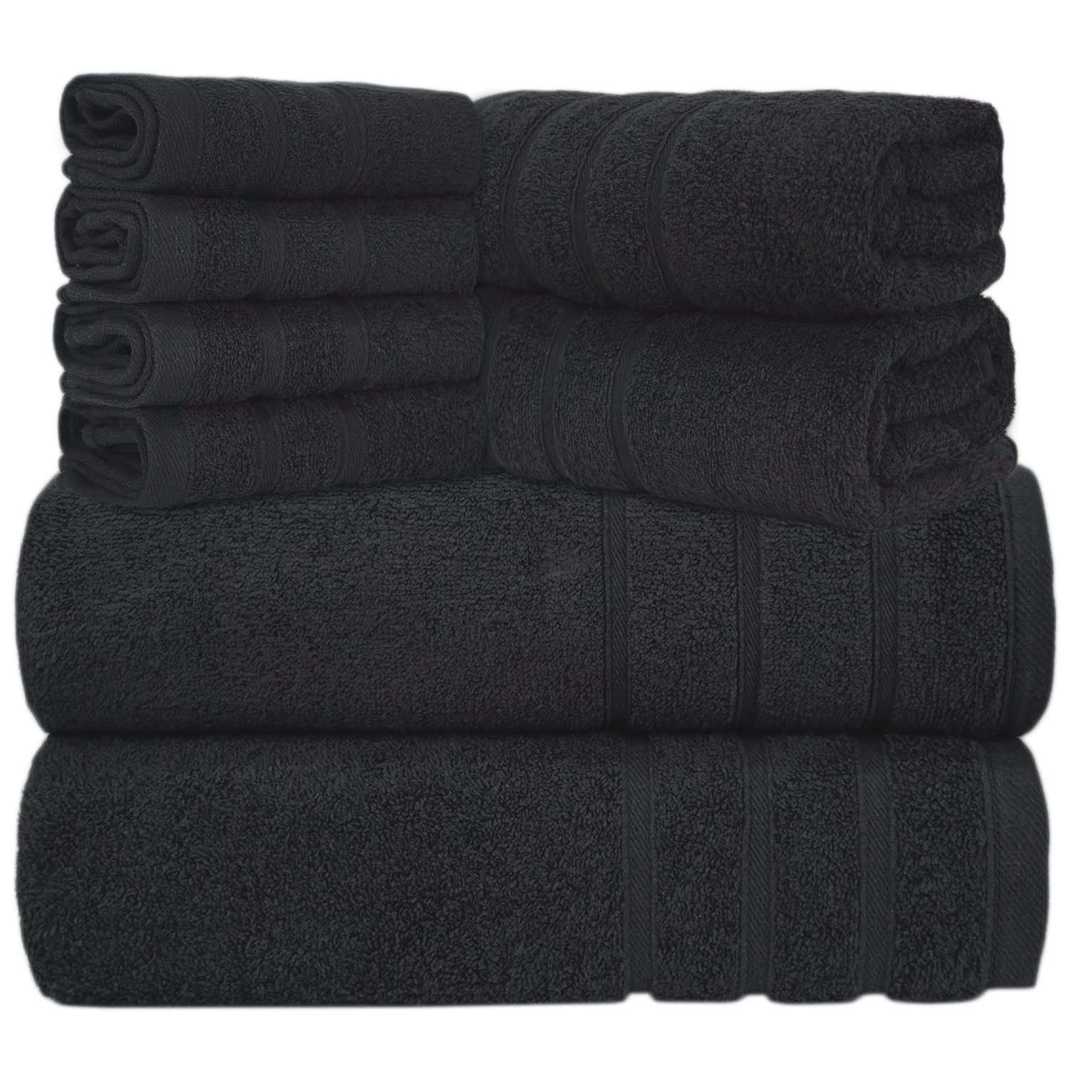 ZZZMRH Premium 100% Egyptian Cotton Towel Bale Set - 4 Pieces, super soft quick dry 550 Gsm Xlarge size, Black 4 Pieces Towel Set for Bathroom