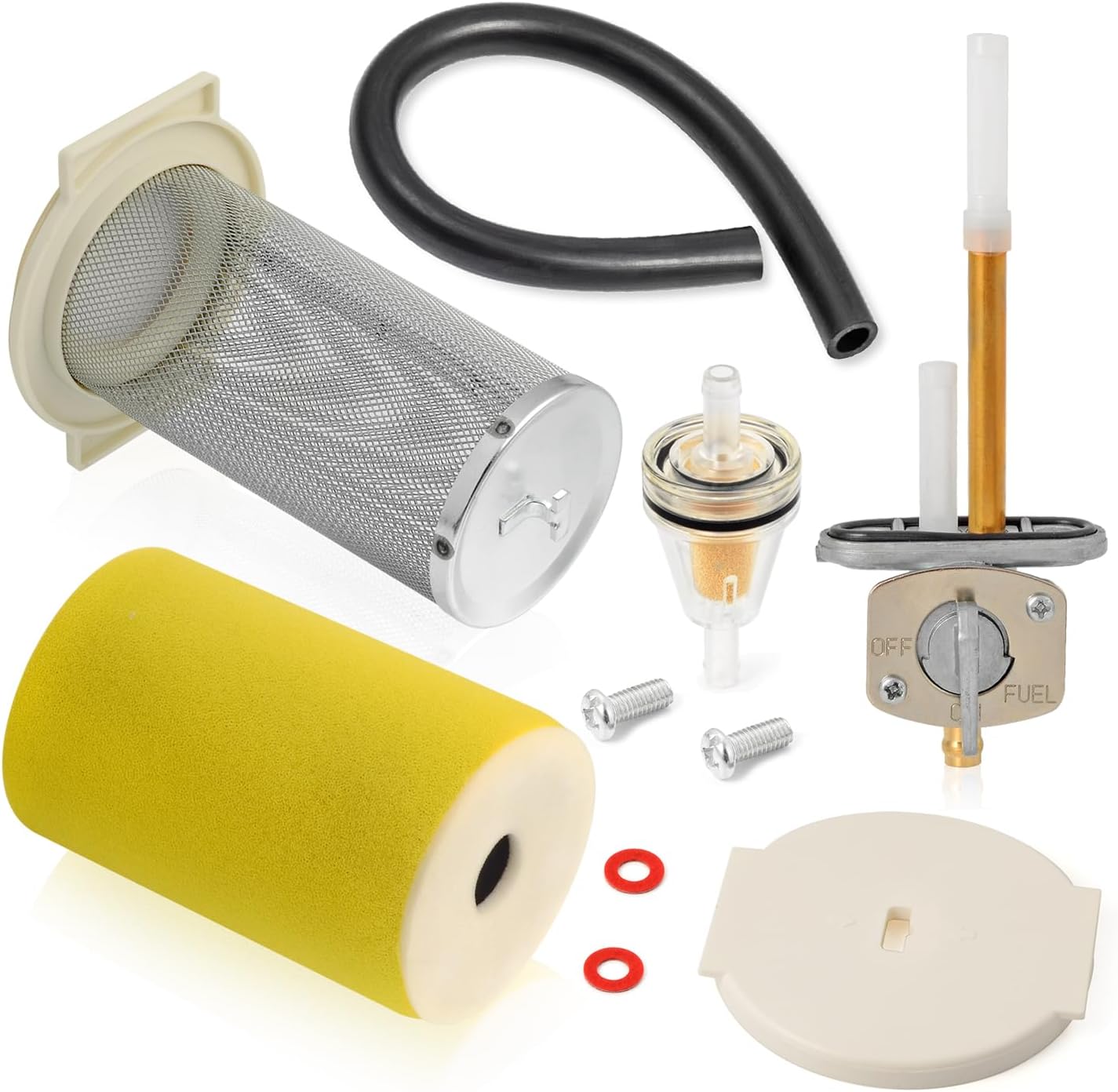 Air Filter & Guide & END CAP Kit Fuel Valve Petcock For Yamaha Big Bear 350 2WD 4WD 1987-1999 Kodiak 400 YFM400FW 1993-1999 1YW-14458-01-00 2HR-24500-02-00