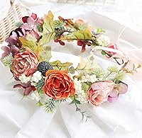 Vista 3 de Corona floral guirnalda de flores diadema diadema corona floral diadema halo boho fiesta baile boda fotos naranja